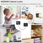 Fridge Lock (4 Pack),Refrigerator Lock with Keys,for Fridge, Cabinet Locks, Drawers, Dishwasher, Toilet and Child Safety Cabinet Locks, 3M Adhesive No Drilling (Black 4pcs)