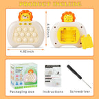 Fast Push Pop Game It Fidget Toys Pro for Kids Adults, Handheld Game Machine, Squeeze Poppet Sensory Electric Quick Push Bubble Toy, Birthday Gifts for Boys Girls Teens （Lion）