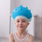 Baby Shower Cap Shield, Baby bath set shower cap, Visor Hat for Eye and Ear Protection for 0-9 Years Old Children,Cute Crown Shape Makes the Baby Bath More Fun (Blue)