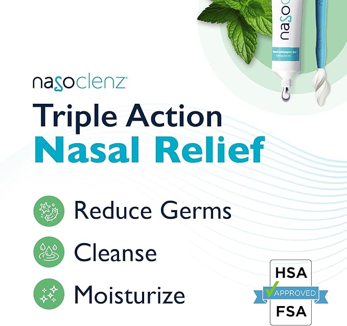 Pro: Nasal Cleansing Kit – Gentle Wand & Nasal Antiseptic Gel, Nose Cleaner and Nasal Moisturizer for Dry Nose & Sinus Relief (Mint 1 Count, up to 120 uses)