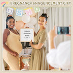 9 Pcs Pregnancy Announcement Set Pregnancy Reveal Ideas Felt Letter Board Baby Bodysuit Baby Booties Photo Frame Bear Plush Baby Wood Blocks for Coming Soon Baby Announcement (White,Bright)