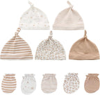 Newborn Baby Boy Girl Caps Mittens Socks Set Cotton Baby Essentials Accessories (Hats+Gloves+Socks)