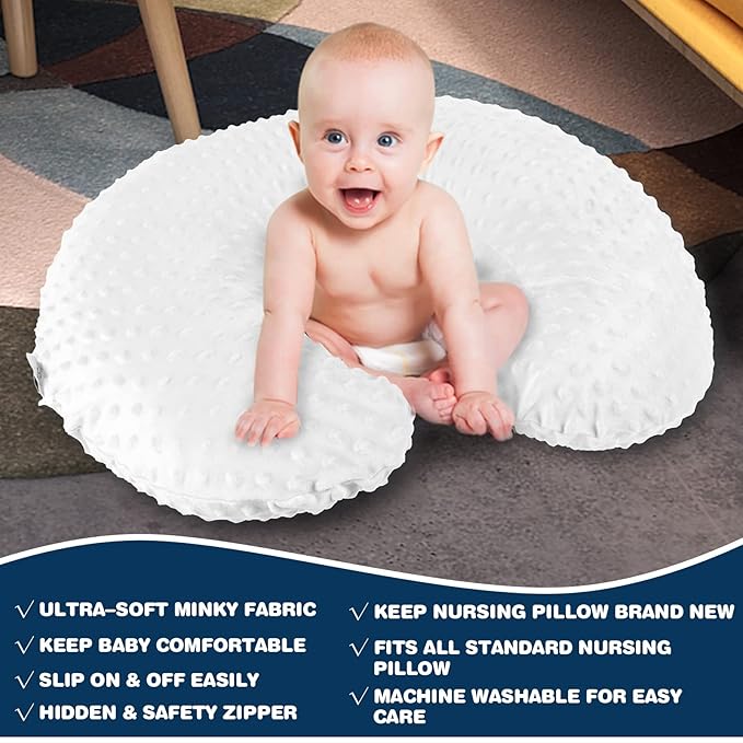 Nursing Pillow for Breastfeeding and Bottle Feeding Pillow, Support for Mom and Baby, with 2 Removable Machine Washable Cover, Ergonomic Breastfeeding Pillow (White)