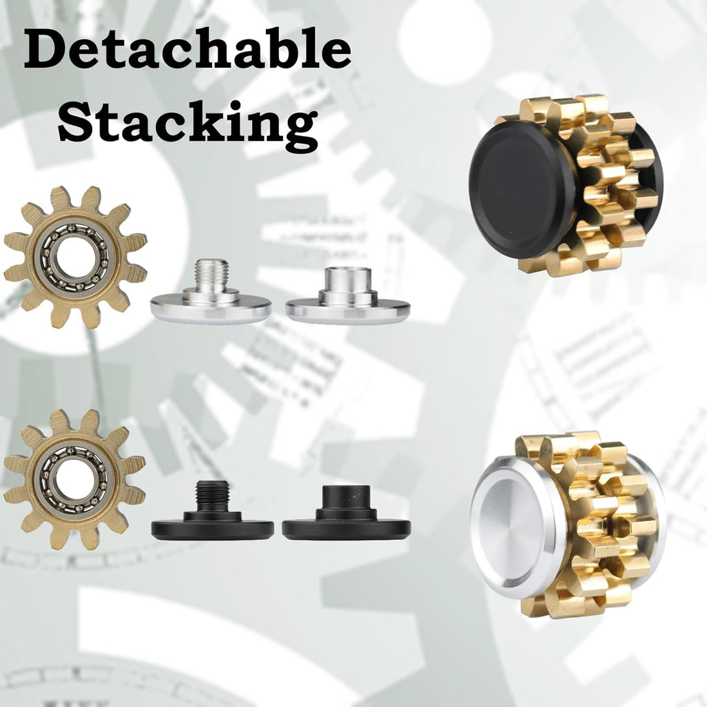 Metal Fidget Spinner for Adults, Small Mini Hand Toys, Copper Gear Linkage Fidget Blocks, Stacking Extendable Fingears Gyro, Bearing, Autism Sensory ADHD Anxiety Reduce