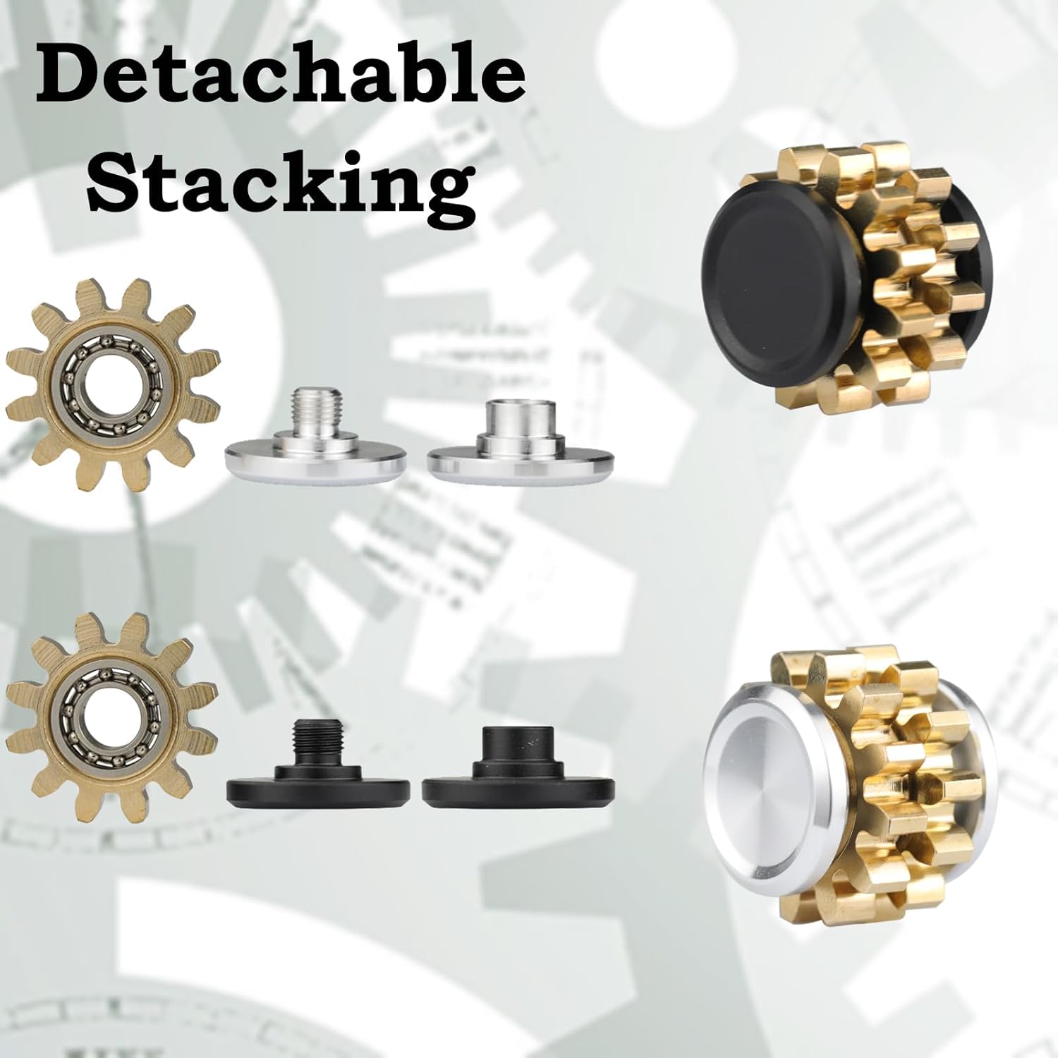 Metal Fidget Spinner for Adults, Small Mini Hand Toys, Copper Gear Linkage Fidget Blocks, Stacking Extendable Fingears Gyro, Bearing, Autism Sensory ADHD Anxiety Reduce