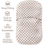 LifeTree Muslin Baby Lounger Cover, Newborn Slipcover Lounger Cover for Boys Girls Infant, Soft 70% Viscose from Bamboo and 30% Cotton, Cover Only, Checkered Pattern