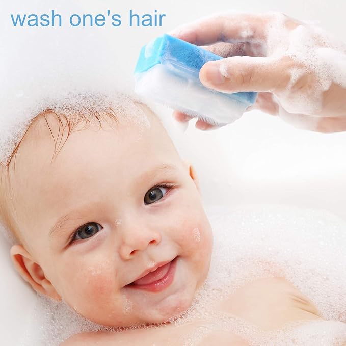 Baby Bath Time Sponge Brush- Body, Hair, and Scalp Cleaning - Gentle on Infant, Toddler Sensitive Skin - Great Sensory Feel(12 Pcs)
