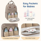 mommore Diaper Bag Expandable Large Baby Bag for 2 Kids/Twins with Wet&Dry Pocket, Travel Diaper Backpack for Mom Dad, Changing Pad, Luggage Strap