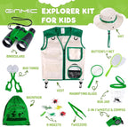 GINMIC Kids Explorer Kit & Bug Catching Kit, 16 Pcs Outdoor Exploration Safari Kit for Kids Camping with Binoculars, Adventure, Hunting, Hiking, Educational Toy Gift for 3-12 Years Old Boys Girls