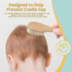 Baby Hair Brush - 2-Pack Wooden Baby Brush with Soft Bristle，Gentle Infant Hair Brush for Newborns & Toddlers，Ideal for Cradle Cap