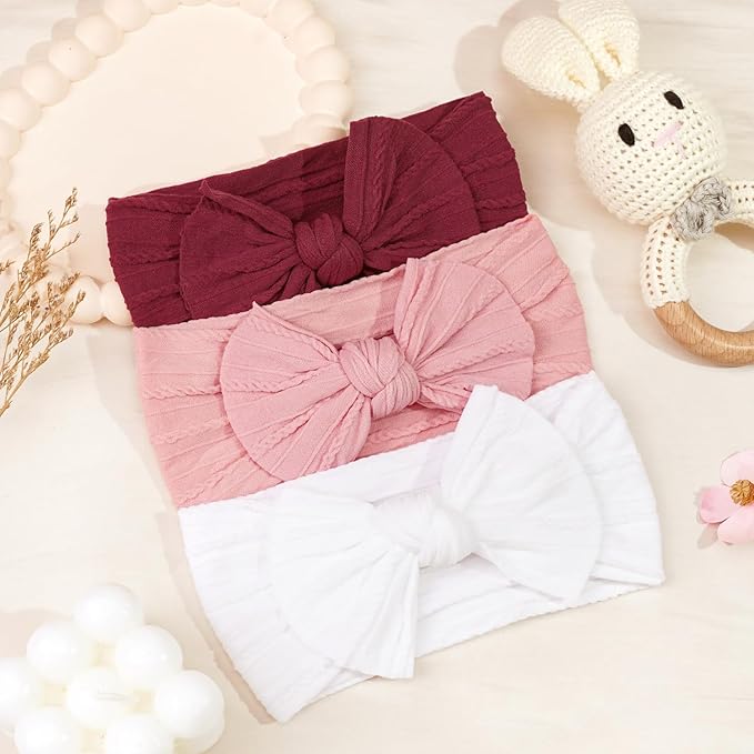 CÉLLOT 10Pcs Super Stretchy Soft Knot Headbands with Hair Bows Head Wrap Hair Accessories For Newborn Baby Girls Infant Toddlers Kids