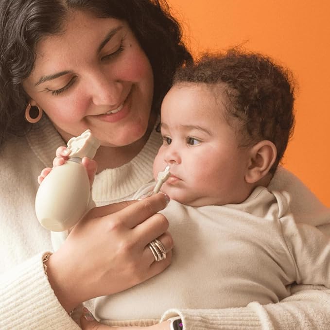 oogiebear BearPair Silicone Bulb Baby Nasal Aspirator and Ear & Nose Syringe, Safely Sucks Snot and Removes Mucus, Cleanable and Reusable, Grey