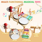 Kids Drum Set -5 in 1 Musical Instruments for Toddlers, Baby Percussion Instruments Preschool Educational Toys, Xylophone Tambourine Birthday Gifts for Boys and Girls(Big Kids Drum Set)
