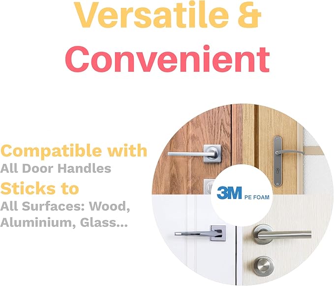 Inaya Child Proof Door Lever Lock (4-Pack) - Door Handle Lock - 3M Adhesive - Minimalist Design - No Drilling Child Safety Door Handle Locks