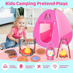 Kids Camping Set with Play Tent,Campfire,Lantern,Indoor Outdoor Camping Set with Pop up Play Tent,Camping Toys Play Set for Kids 3 4 5 Year Old,Toddler Toys