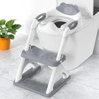 SKYROKU Potty Training Seat for Toddlers – 2-in-1 Adjustable Potty Ladder with Step Stool, Anti-Slip Cushion, Splash Guard & Extra-Wide Pedals, Supports 200+ lbs, Ideal for Boys & Girls