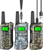 Walkie Talkies for Kids Rechargeable,Toys for Boys and Girls Ages 3-12, 3 Pack Long Range 2-Way Radios, Birthday Gifts,Christmas Stockings, Outdoor Play, Family Games, Hiking Camping Gear