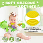 Baby Toys 0 to 12 Months, Musical Stuffed Animal Activity Soft Toys with Multi-Sensory Crinkle, Rattle and Textures, Infant Tummy Time Toys for Newborn Boys Girls, Seahorse, Green