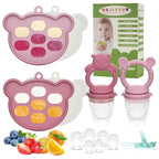 Baby Breastmilk Popsicle Molds & Baby Fruit Feeder (6 Pack), WAJIAYON Baby Food Freezer Tray Storage Containers, Silicone Teething Pacifier Feeder and Teether for Babies,Moss and Fawn Baby Feeder