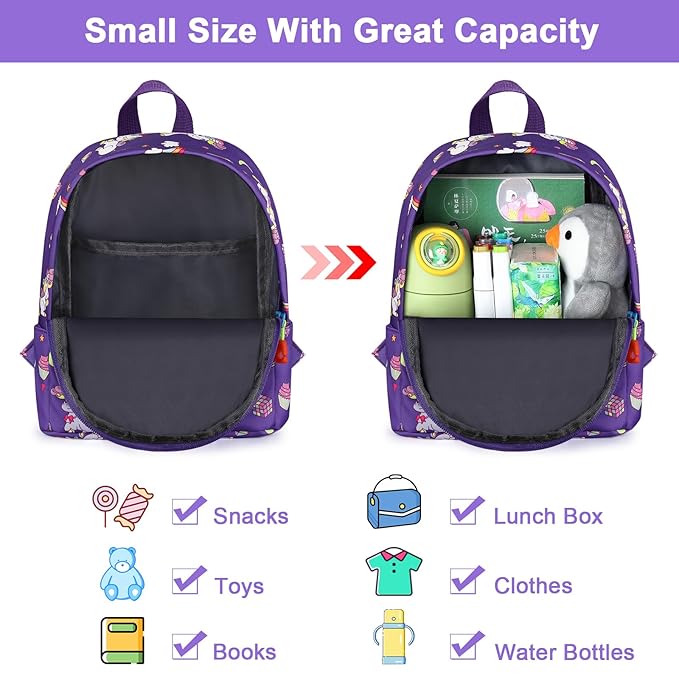 Accmor Toddler Harness Backpack Leash, Cute Baby Unicorn Backpacks with Anti Lost Wrist Link, Adorable Mini Child Backpack Leashes for Walking, Keep Kids Close Backpack Rope Tether Rein for Girls