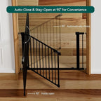 BABELIO Baby Gate for Doorways and Stairs, 26-31" Pet Gate with Wide Walk Thru Door and Lock Indicator, No Drill Pressure Mounted Safety Gate with Double Lock and Self-Closing, Black