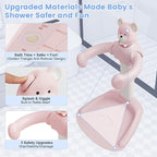 Adjustable Baby Shower Stand with Slip Base,Huggable Bear Bathing Support,Portable Shower Baby Stand,Bath Standing Shower, Baby Bath Seat(Pink)
