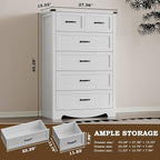 Tall 6-Drawer Dresser for Bedroom, Modern Wooden Chest of Drawers with Metal Handles, Anti-Tipping Design, Sturdy and Stable Storage Organizer for Living Room, Entryway, Home Office, Standard