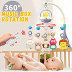 Baby Crib Mobile with Night Lights and Music,Hanging Mobile for Crib Bassinet with Rotation, Projection,Remote Control,Babies Crib Toys for Nursery Newborn Infant Boys Girls (Gray)