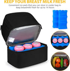 Accmor Breastmilk Cooler Bag with Ice Pack, Breast Pump Bag with Cooler Fits 6 Bottles, Double Layer Breast Milk Cooler Travel Bag for Nursing Mom Daycare, Work, Travel