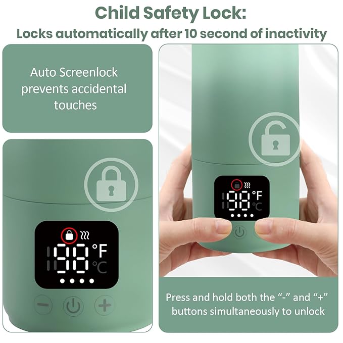 Portable Bottle Warmer for Travel, 17oz Portable Milk Warmer for Baby Fast Heating, 30W Fast Charge Precise Temperature Control Bottle Warmer On The Go Baby Milk Warmer for Breastmilk & Formula