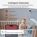 BOIFUN 2K Split-Screen 5 Inch Wi-Fi Baby Monitor with 2 360° Cameras, AI Motion & Sound & Humidity & Temp Detection, Auto Tracking Via Smartphone App and Monitor Control, Infrared Night Vision