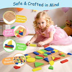 Alphabet Puzzle Wooden Puzzles for Toddlers 3 4 5 Year Old, ABC Shape Learning Toddler Toys with Puzzle Board & Letter Blocks, Preschool Educational for Girls Boys, Puzzle Geometric