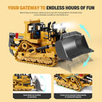 9-Channel Metal RC Bulldozer - Realistic Remote Control Kids Construction Play Toys with Lights and Sound, Track Type Tractor Toys for 3+ Boys, Perfect 2025 Kids Birthday Gift for Ages 3-12+
