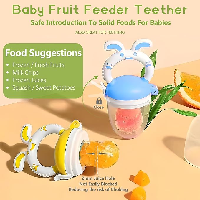 WAJIAYON Baby Fruit Feeder Pacifier | Infant Food Feeder & Baby Food Dispensing Spoon | Mesh Fresh Fruit Teethers for Babies | Silicone Teething Pacifier for Babies,Gifts for Boys and Girls (Green)