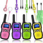 Wishouse Walkie Talkies for Kids Rechargeable 4 Pack,Walky Talky for Adults 2 Way Radio with 2 USB Chargers 12000mAh Battery,Camping Games Toy Birthday Halloween Xmas Gift for Children Family