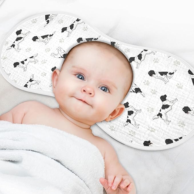 4 Pack Muslin Burp Cloths Stabyhoun Dogs White Cotton Baby Burp Cloths Ultra Soft Burping Cloth Absorbent Spit Up Rags for Newborn Baby Boys Girls 22x11 Inch