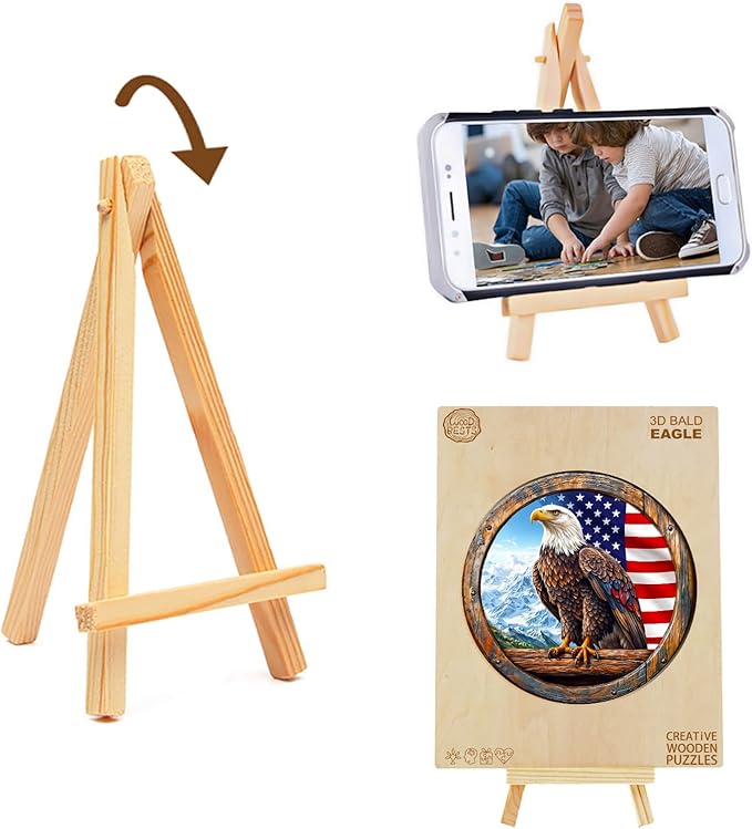 KAAYEE Wooden Puzzles for Adults, 3D Vision Effect Bald Eagle Wooden Jigsaw Puzzle Unique Shape Wood Puzzle Adult, 3D Effect Flat Puzzle Birthday Gifts Family Game (XL-17.3 * 17.3 in-450pcs)