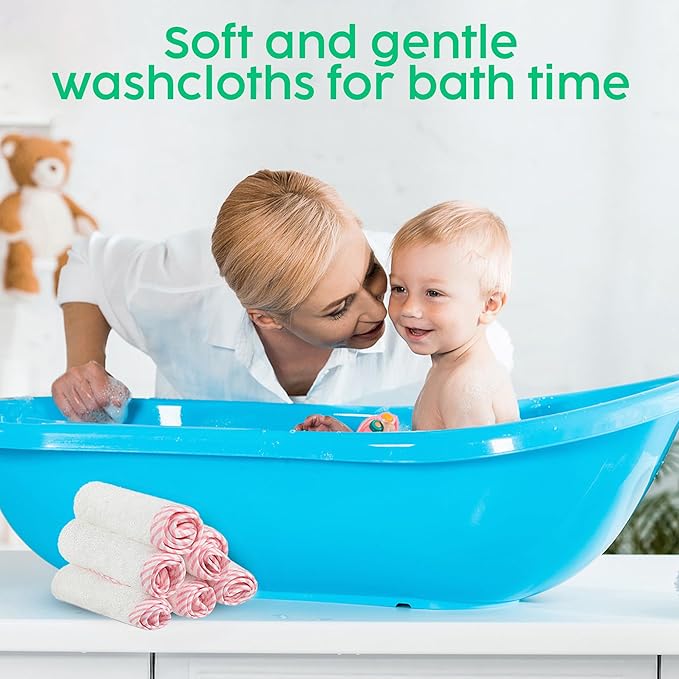 San Francisco Baby Washcloths for Newborn — Rayon from Bamboo Washcloths, Baby Wash Cloths Soft, Wash Cloths for Babies, Baby Wash Cloth — 6 Pieces, Pink