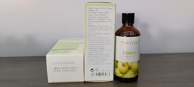PHATOIL 3.38FL.OZ Guava Fragrance Oils for Aromatherapy, Essential Oils for Diffusers for Home, Perfect for Diffuser, Yoga, Skin Care, DIY Candle and Soap Making - 100ml