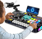 Kids DJ Mixer Controller Table Musical Toy Electronic Bluetooth Toy with LED Lights Sound Effect Microphone Piano DJ Board Key Musical Instruments Birthday Gift Toys for 3 4 5 6 7 Year Old Boy Girl