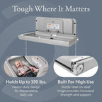 Foundations Ultra Horizontal Wall Mounted Baby Diaper Changing Station, Oversized Changing Surface, Plastic with Heavy Duty Stainless Steel Hinge - Gray (200-EH-01)