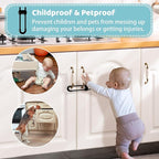 Baby Proofing Cabinets, Sliding Cabinet Locks for Babies, Adjustable U Shaped Baby Safety Locks, Childproof Cabinet Latch for Kitchen, Bathroom, Drawer, Cupboard Doors Knobs & Handles (6 Pack Black)