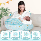 Nursing Pillow, Plus Size Ergonomic Design, Breastfeeding Pillows Support for Mom and Baby, Removable Cotton Cover, Machine Washable, Ice Blue
