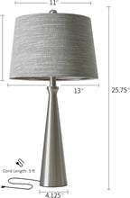 Oneach 25.75" Table Lamps for Living Room Bedroom, Bedside Lamp 3-Way Dimmable Touch Control, Modern Silver Nightstand Light Fabric Shade Vintage Accent Style