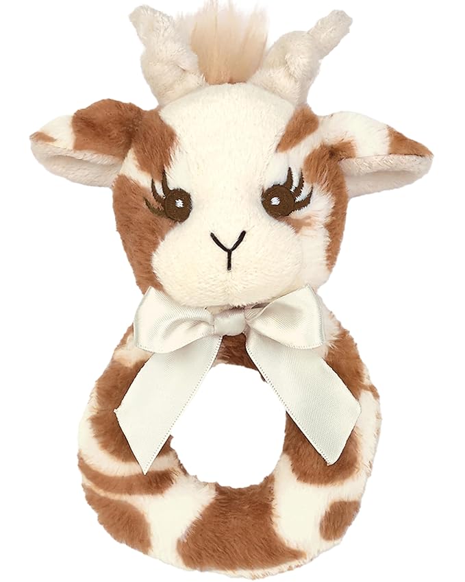 Bearington Collection Baby Lil' Patches, 5.5 in Giraffe Plush Stuffed Animal Baby Rattle, Newborn Toys Gift - Giraffe Stuffed Animal