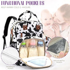 Tuwubi Diaper Bag Backpack, Baby Essentials Travel Tote Bag, Multi function Waterproof Backpacks, Travel Essentials with Stroller Straps & Pacifier Case - Cow Print