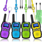 Wishouse Walkie Talkies for Kids Adults Rechargeable Long Range 4 Pack with 2 USB Chargers 12 Batteries,Family Walky Talky,Outdoor Camping Games Indoor Toys Birthday Xmas Gift for Boys Girls Children
