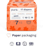 Pura Size 7 Eco-Friendly Diapers (33+lbs) Totally Chlorine Free (TCF) Hypoallergenic, Soft Organic Cotton, Sustainable, up to 12 Hours Leak Protection, Allergy UK, 3 Packs of 17 (51 Diapers)