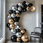 RUBFAC Silver Balloons 129pcs Different Sizes 18 12 10 5 Inches, Metallic Balloon Garland Arch Kit for Birthday Party Graduation Wedding Holiday Decoration