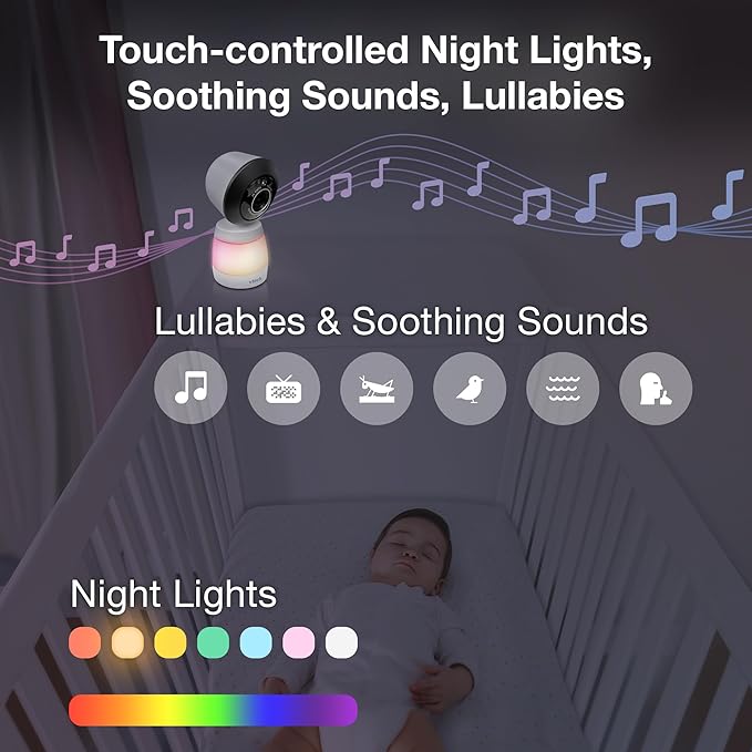 VTech 2-Cameras Smart WiFi Baby Monitor with 1080p FHD Video, Free App with Motion Video, Sound/Motion Detection and Notifications, 7" IPS Display with Split-Screen, Pan-Tilt-Zoom: Smart HQ Max Twin